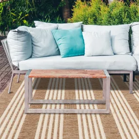 Mariona Beige Striped Polypropylene Outdoor Rug