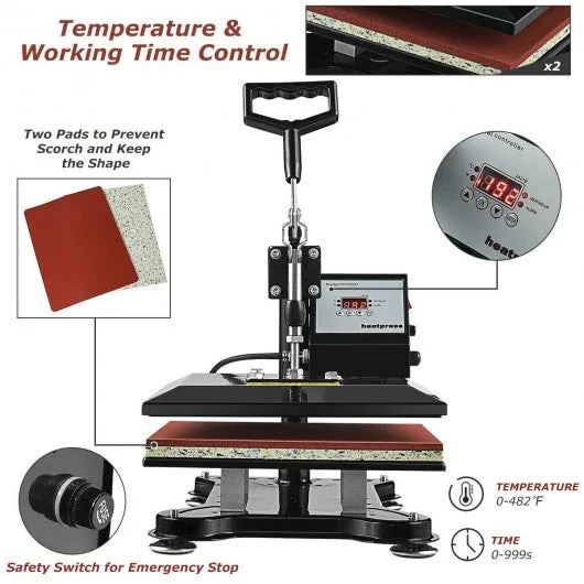 12" x 10" Heat Press Machine Swing-Away Digital Transfer Sublimation T-Shirt