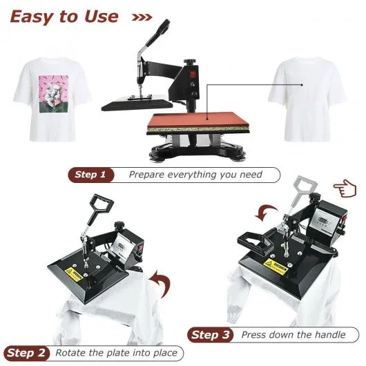 12" x 10" Heat Press Machine Swing-Away Digital Transfer Sublimation T-Shirt