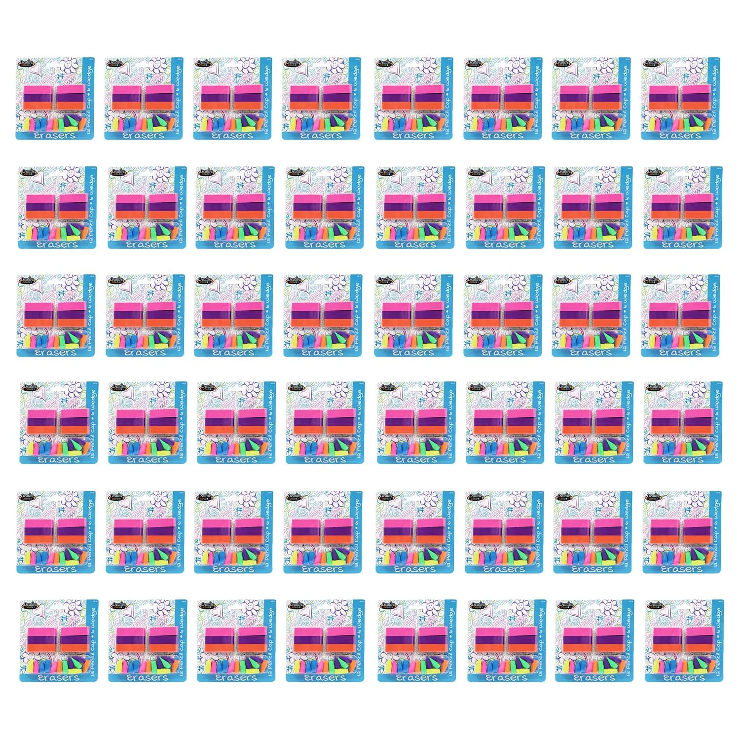 18 Pack Eraser Set - Bulk School Supplies Wholesale Case of 48- 18 Packs of Erasers