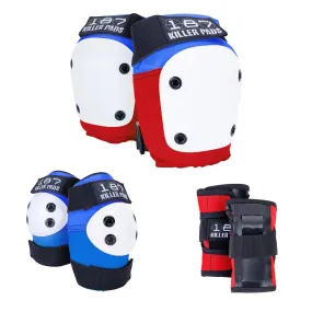 187 Killer Pads 6-Pack Junior Pad Set Combo - Red/White/Blue