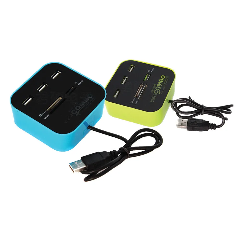 3 Port USB Hub 2.0 HUB with Micro Multi Card Reader