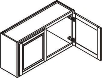 33" Wide Bridge White Double Shaker 1-1/4" Overlay Wall Cabinet - Double Door 15" Tall - 24" Deep