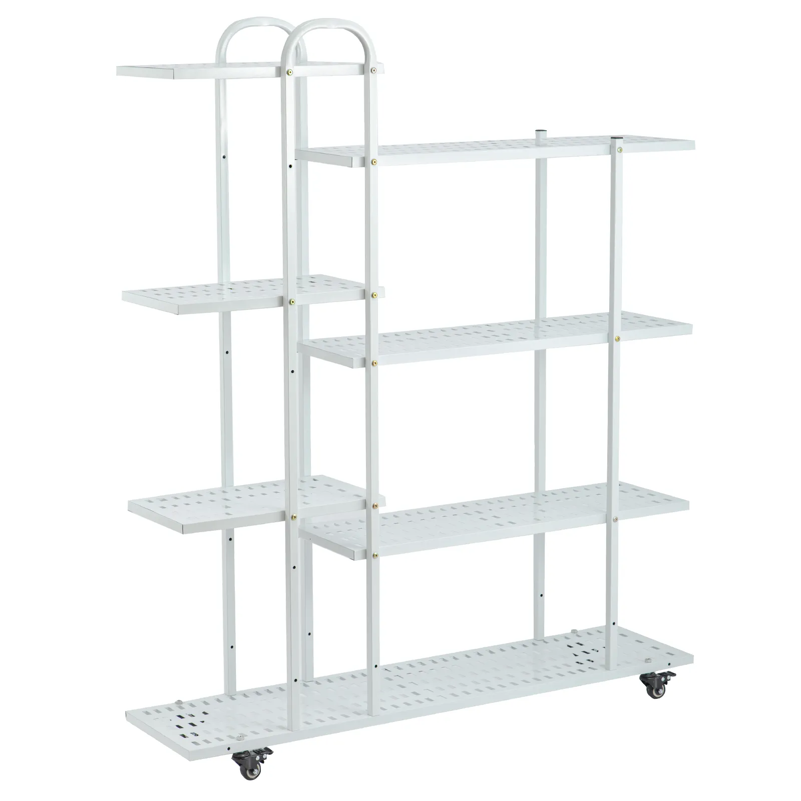 4 Tier White Movable Metal Plant Stand for Indoor Plants