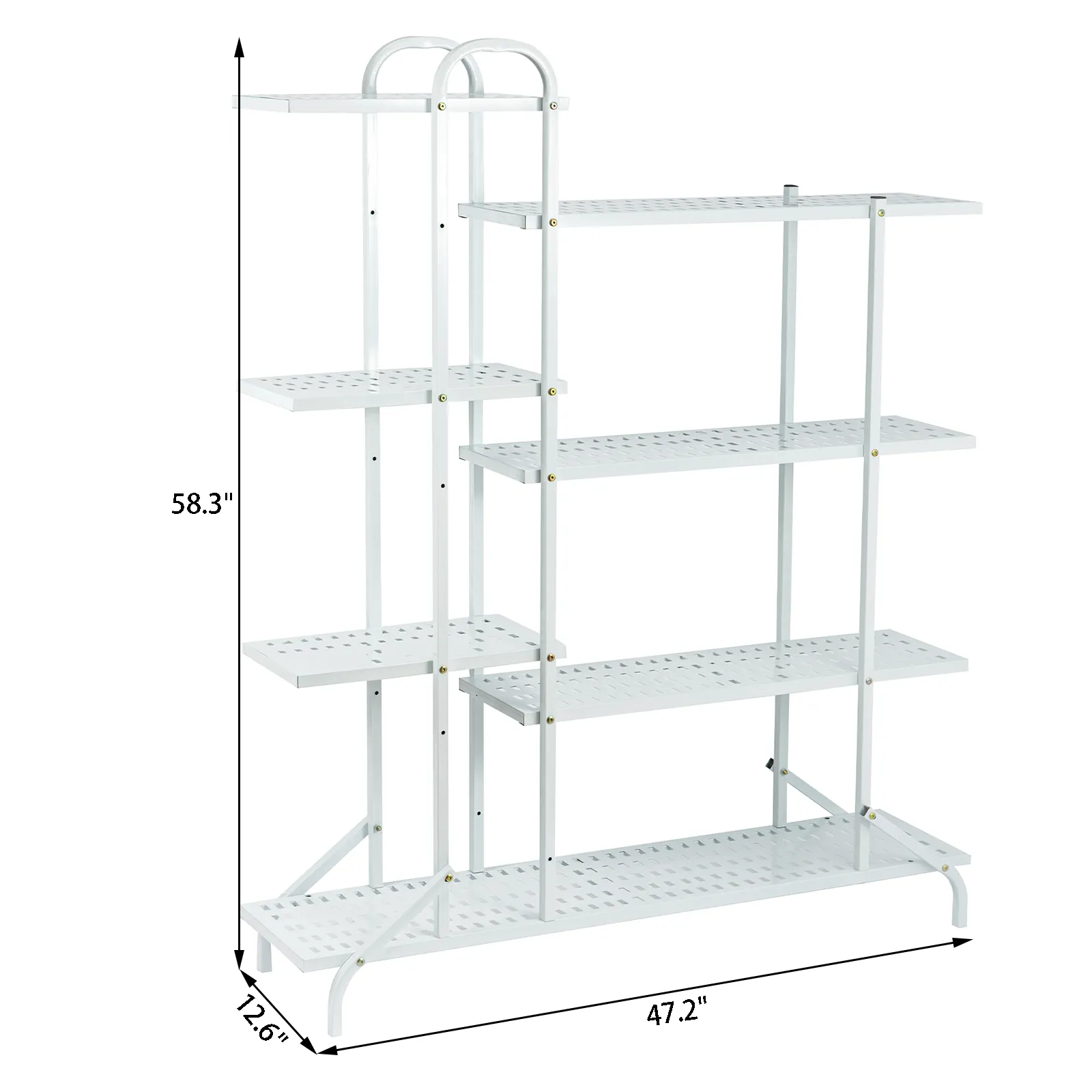 4 Tier White Movable Metal Plant Stand for Indoor Plants