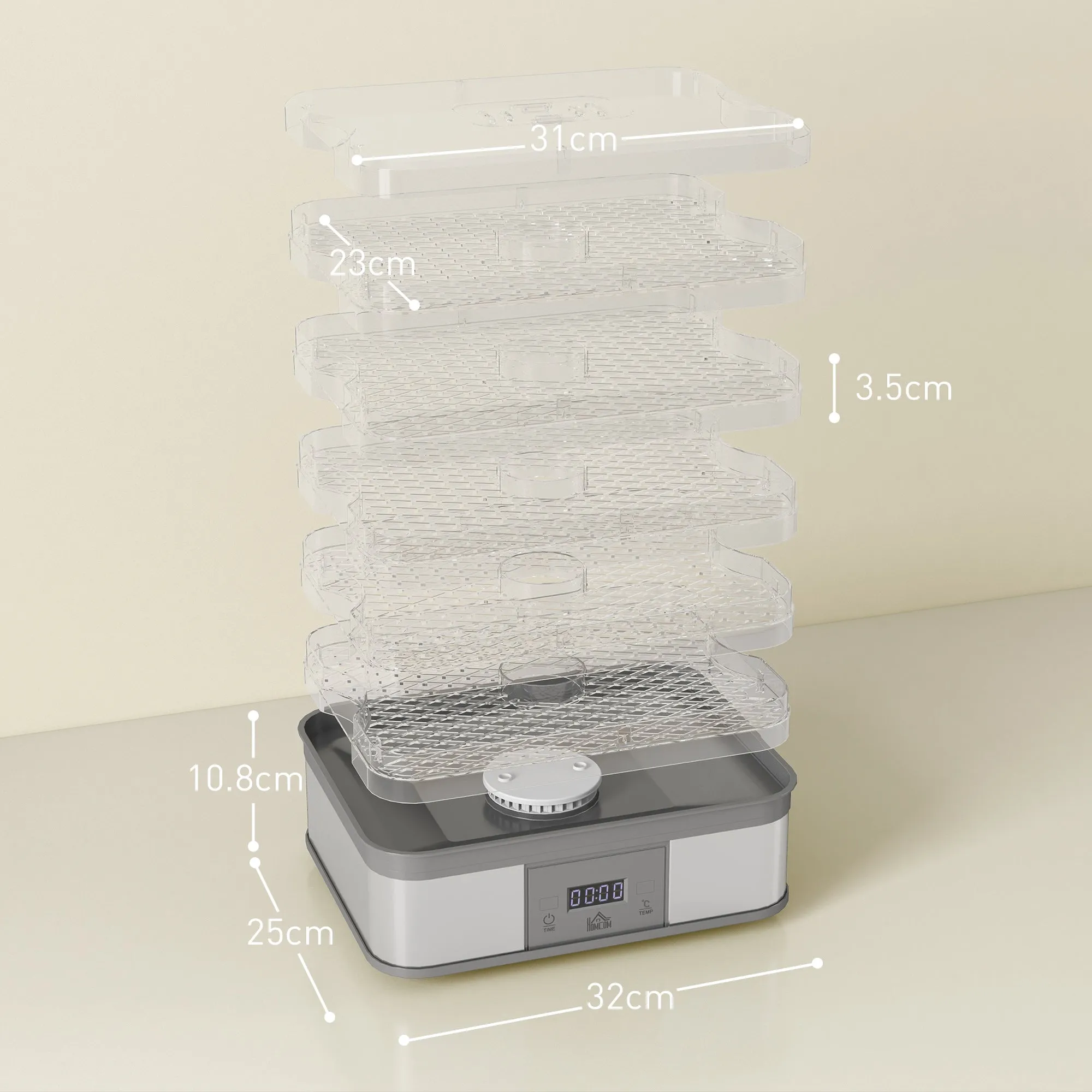 5 Tier Food Dehydrator, 245W for Drying Fruit, Meat, Vegetable, Grey