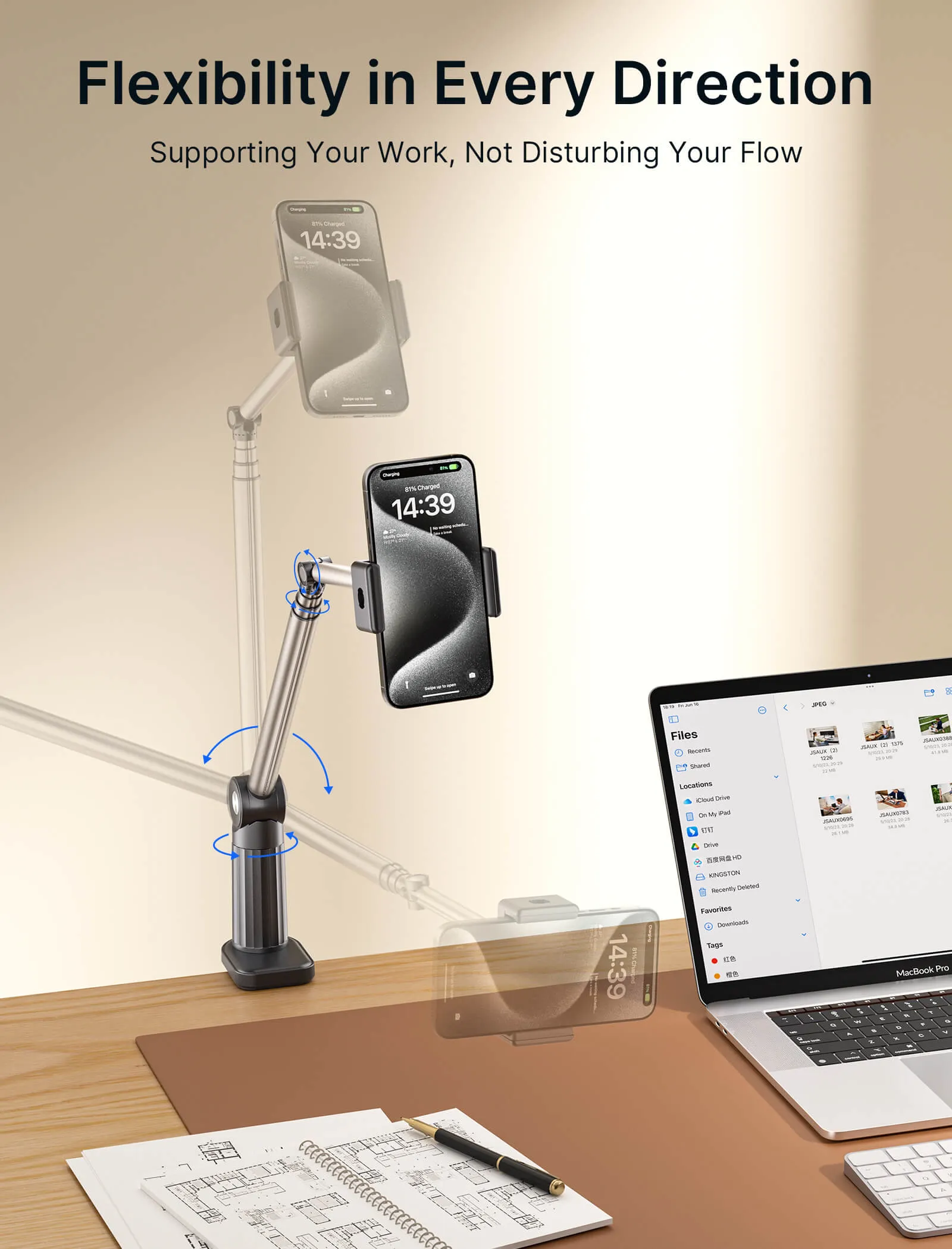 Adjustable Overhead Phone Stand