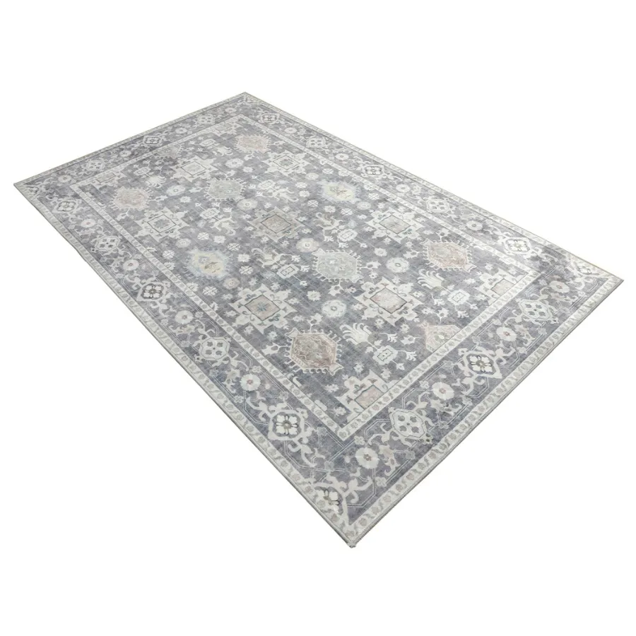 Anna Machine Washable Large Grey Rug