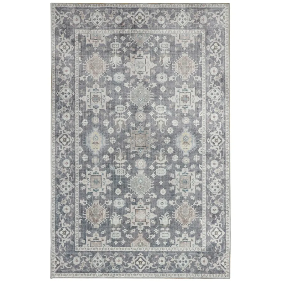 Anna Machine Washable Large Grey Rug