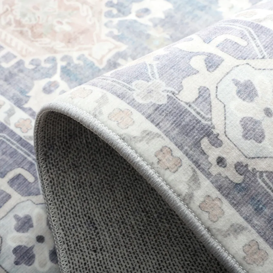 Anna Machine Washable Large Grey Rug