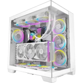 Antec C8 Gaming Case w/ Glass Side & Front, E-ATX, Dual Chamber, Mesh Panels, USB-C, White