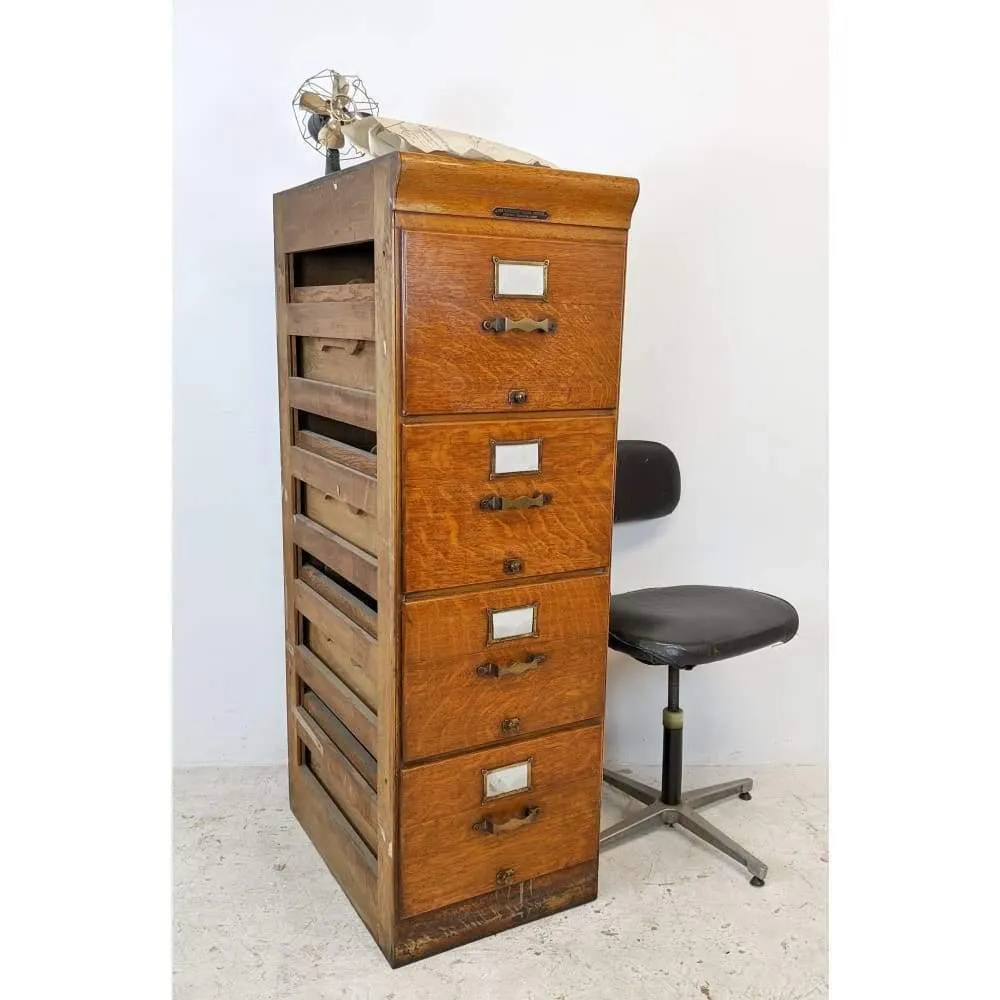 Antique Oak Filing Cabinet Drawers #1