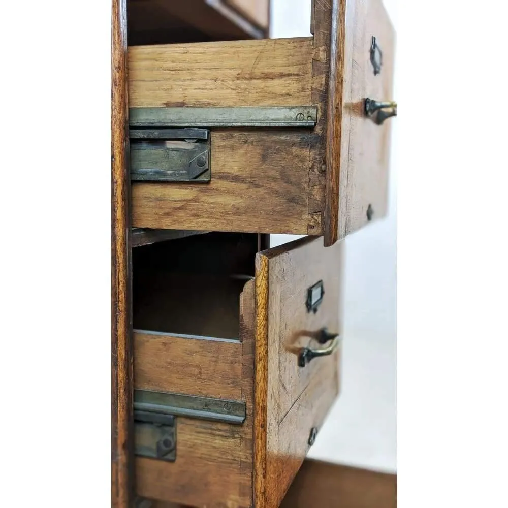 Antique Oak Filing Cabinet - four drawers by Kenrick Jeffersen - mission era 20s