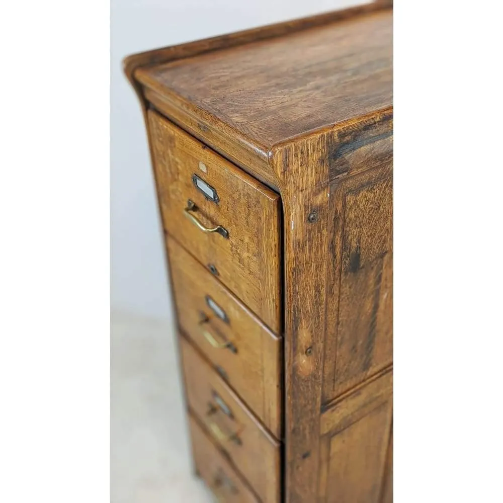 Antique Oak Filing Cabinet - four drawers by Kenrick Jeffersen - mission era 20s