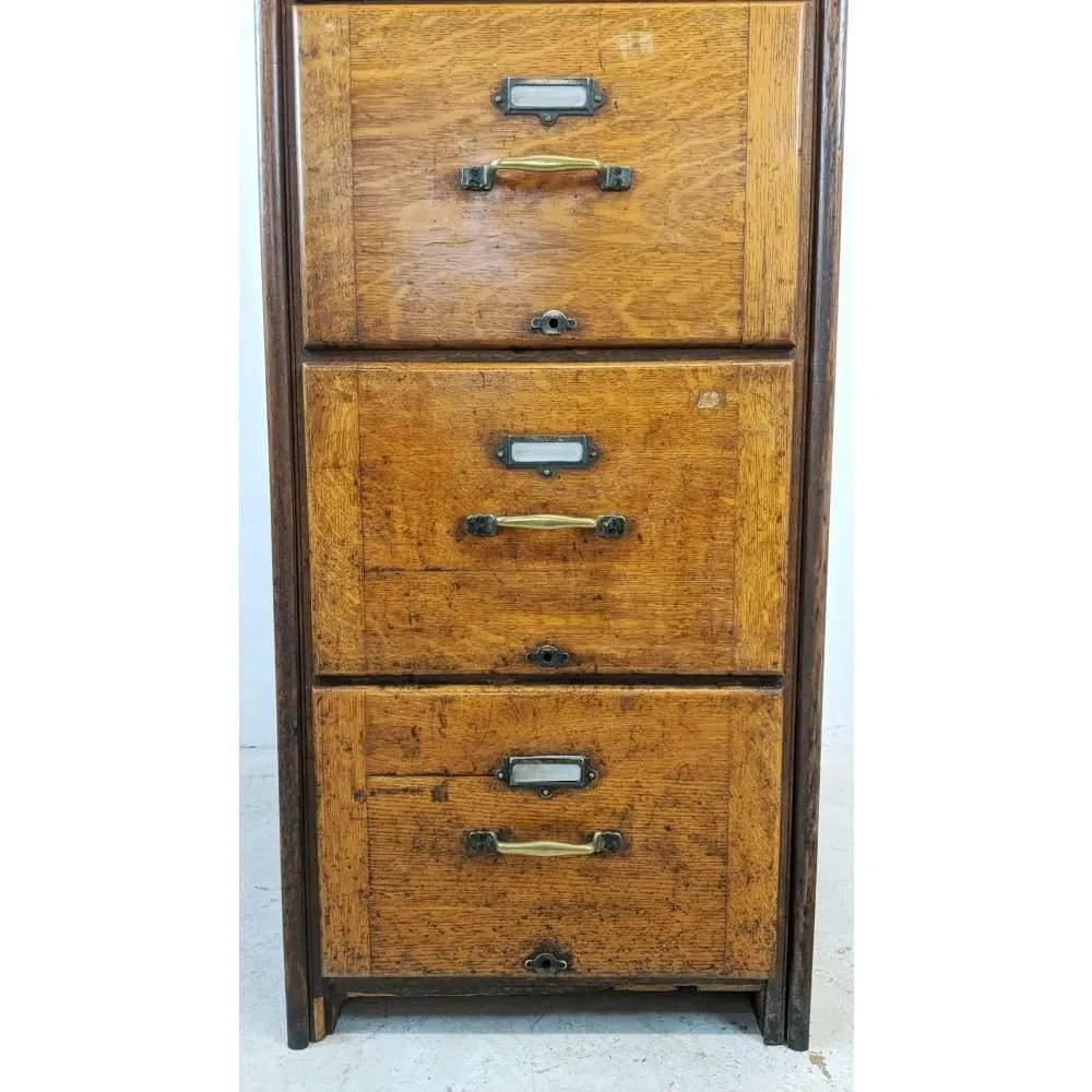 Antique Oak Filing Cabinet - four drawers by Kenrick Jeffersen - mission era 20s