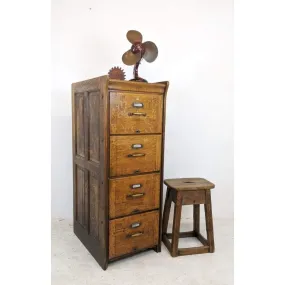 Antique Oak Filing Cabinet - four drawers by Kenrick Jeffersen - mission era 20s