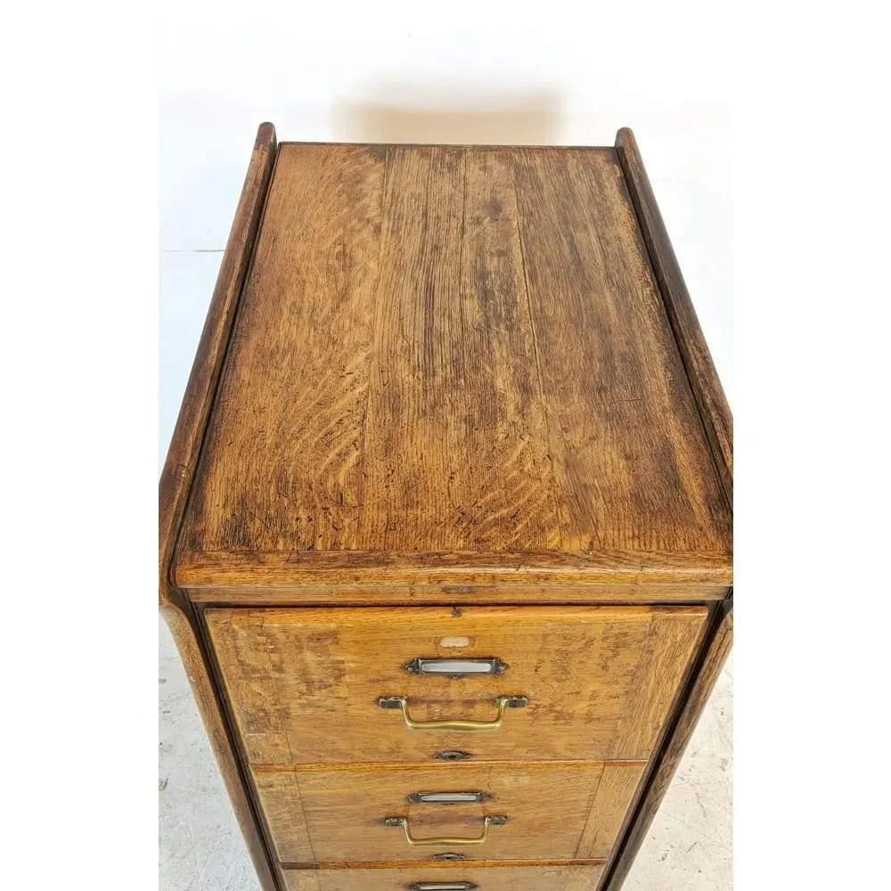 Antique Oak Filing Cabinet - four drawers by Kenrick Jeffersen - mission era 20s