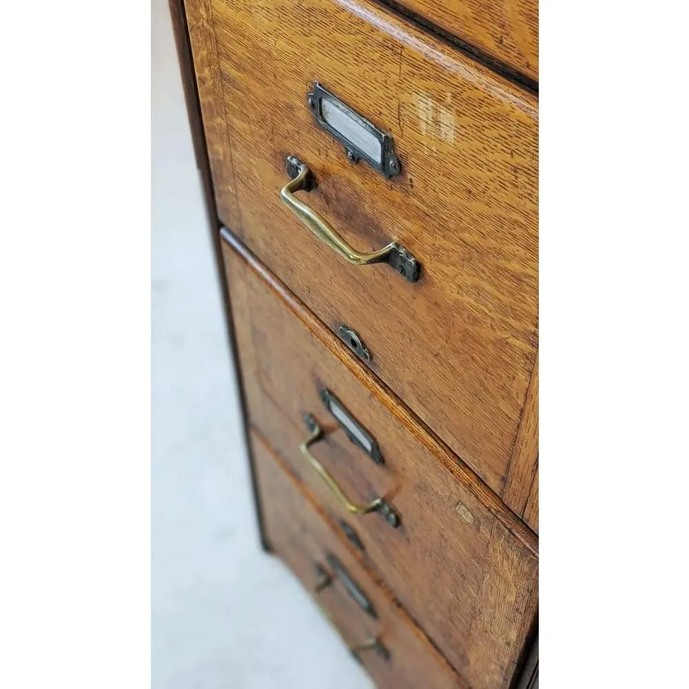 Antique Oak Filing Cabinet - four drawers by Kenrick Jeffersen - mission era 20s