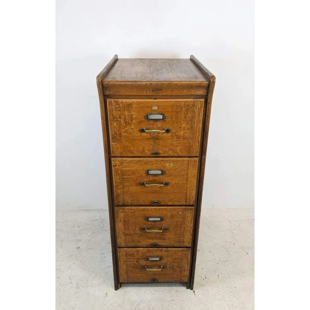 Antique Oak Filing Cabinet - four drawers by Kenrick Jeffersen - mission era 20s