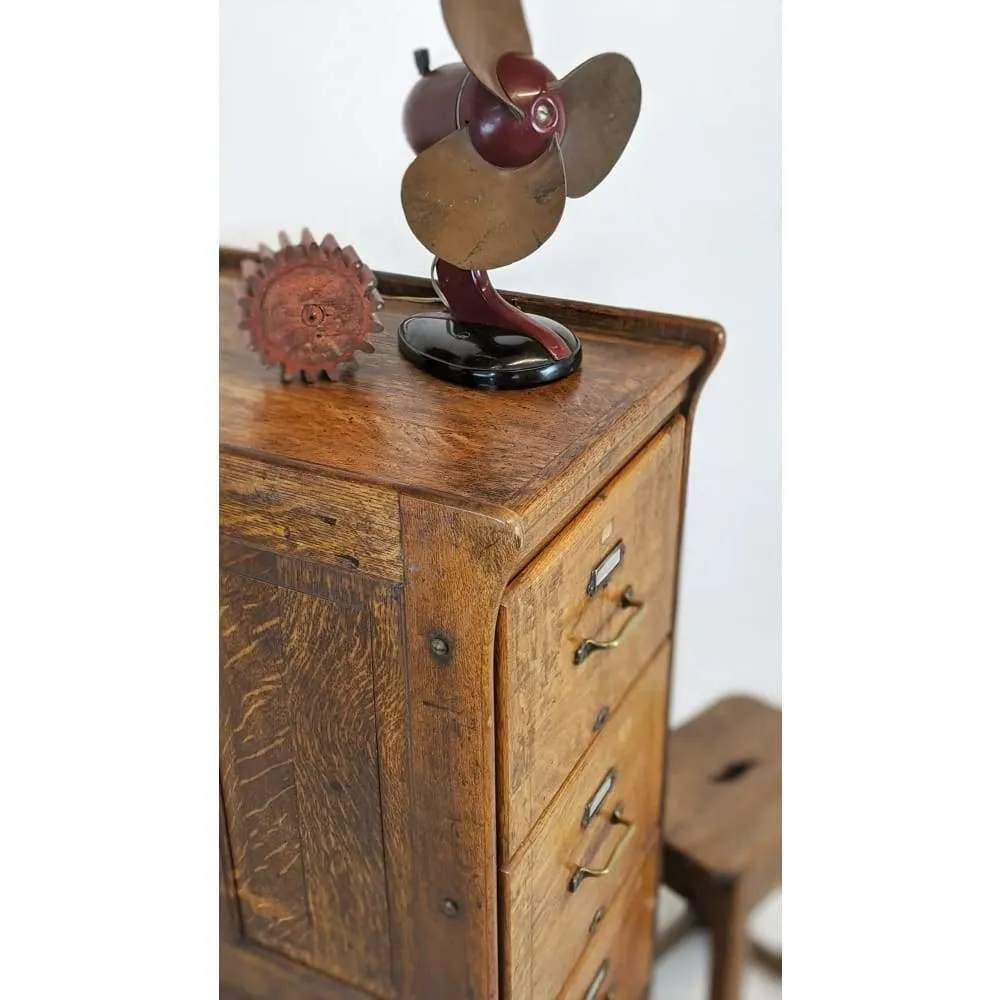 Antique Oak Filing Cabinet - four drawers by Kenrick Jeffersen - mission era 20s