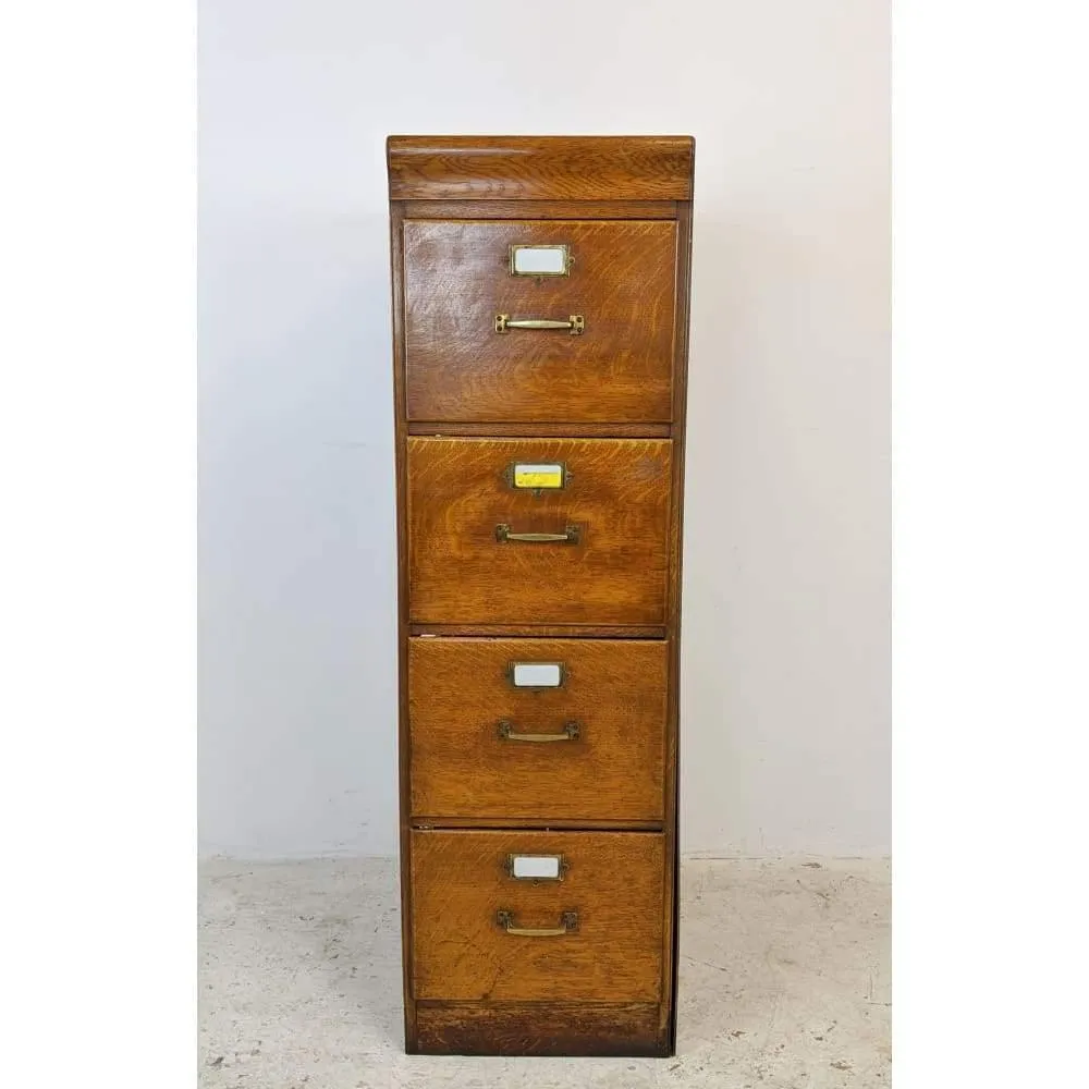 Antique Oak Filing Cabinet - four drawers  - mission era 20s