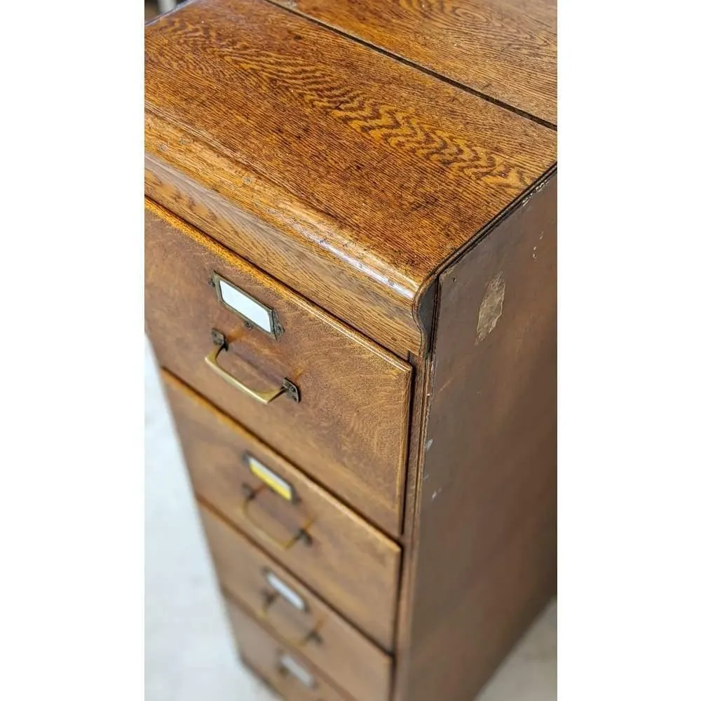 Antique Oak Filing Cabinet - four drawers  - mission era 20s