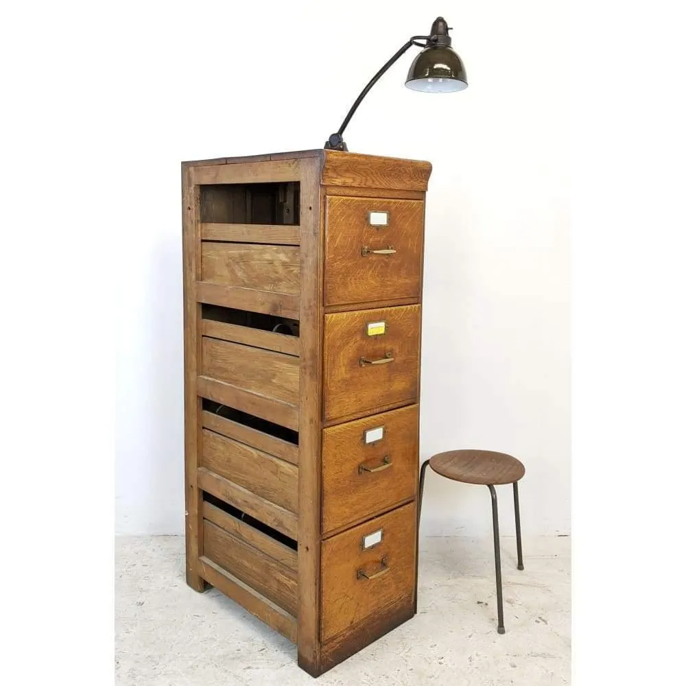 Antique Oak Filing Cabinet - four drawers  - mission era 20s