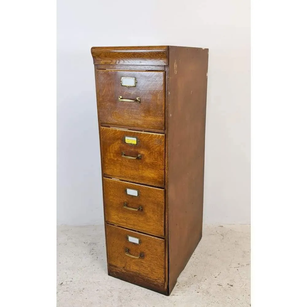 Antique Oak Filing Cabinet - four drawers  - mission era 20s