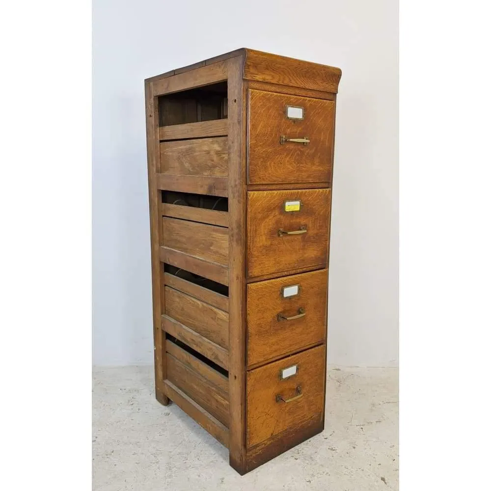 Antique Oak Filing Cabinet - four drawers  - mission era 20s