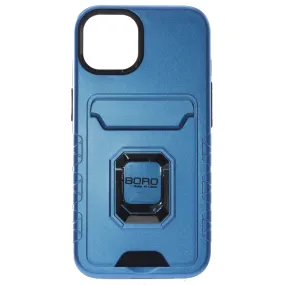 Apple iPhone 14 Pro Max Case, (BORO) Magnetic Ring Armor Case with Card Holder, Color Blue