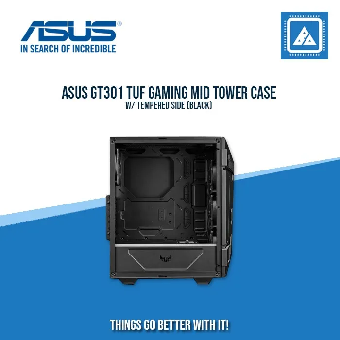 ASUS GT301 TUF GAMING MID TOWER CASE W/ TEMPERED SIDE (BLACK)