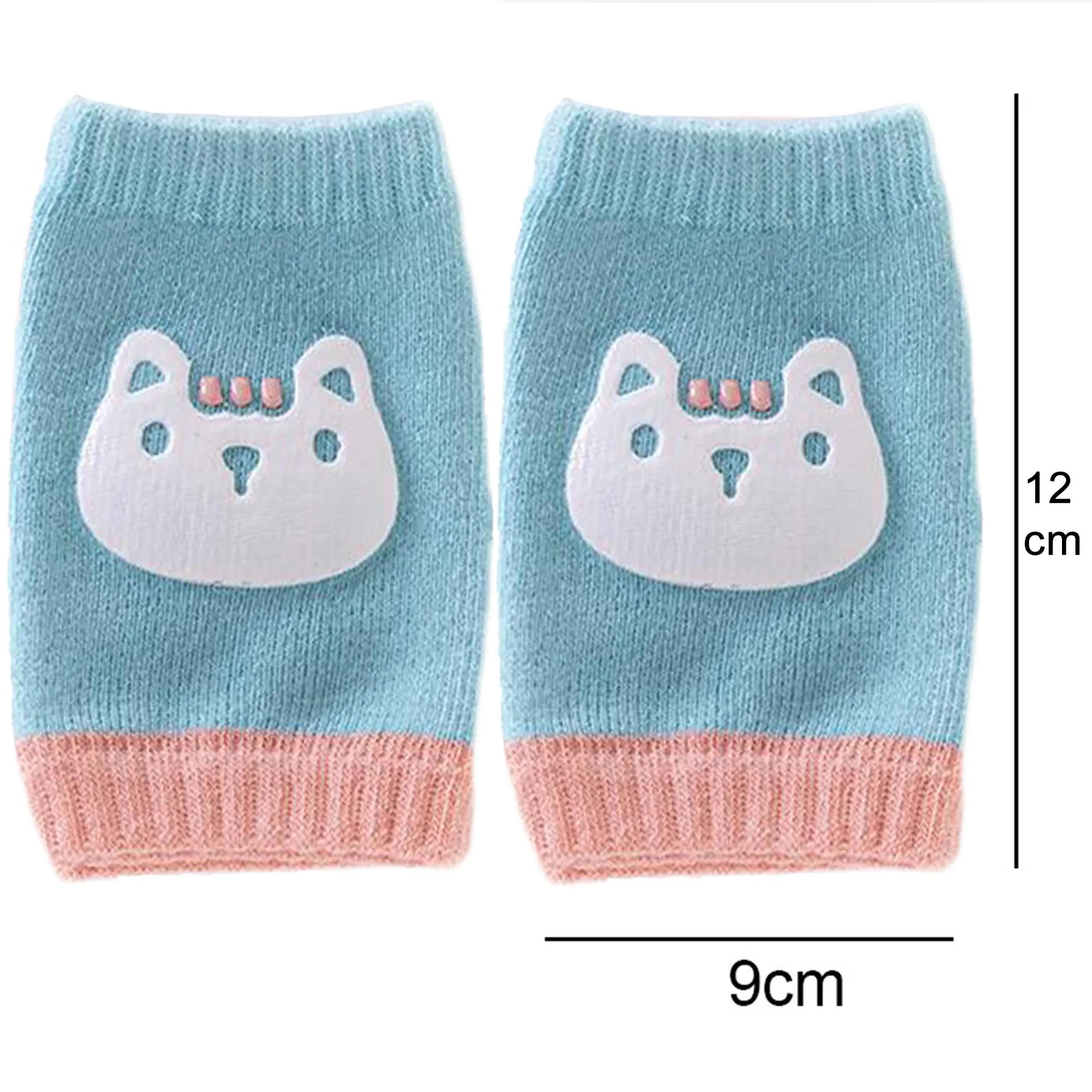 Babymoon Designer Baby Kneepads for Protection Knee Pads for Crawling, Anti-Slip Safety Protector | Cat Green