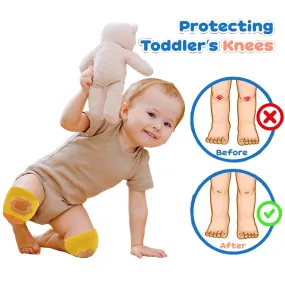 Babymoon Designer Baby Kneepads for Protection Knee Pads for Crawling, Anti-Slip Safety Protector | Tiger Yellow