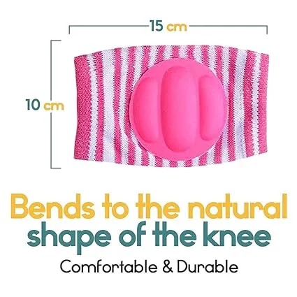 Babymoon Kids Padded Knee Pads for Crawling, Anti-Slip Stretchable Cotton Pack of 2 - Pink & Yellow