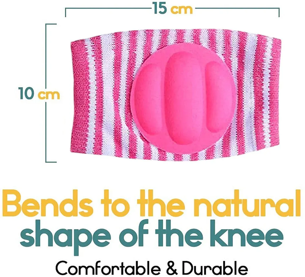 Babymoon Kids Padded Knee Pads for Crawling, Anti-Slip Stretchable Cotton - Red