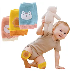 Babymoon | Set of 3 | Designer Baby Kneepads for Protection Knee Pads for Crawling, Anti-Slip Safety Protector | Penguin | Cat | Tiger