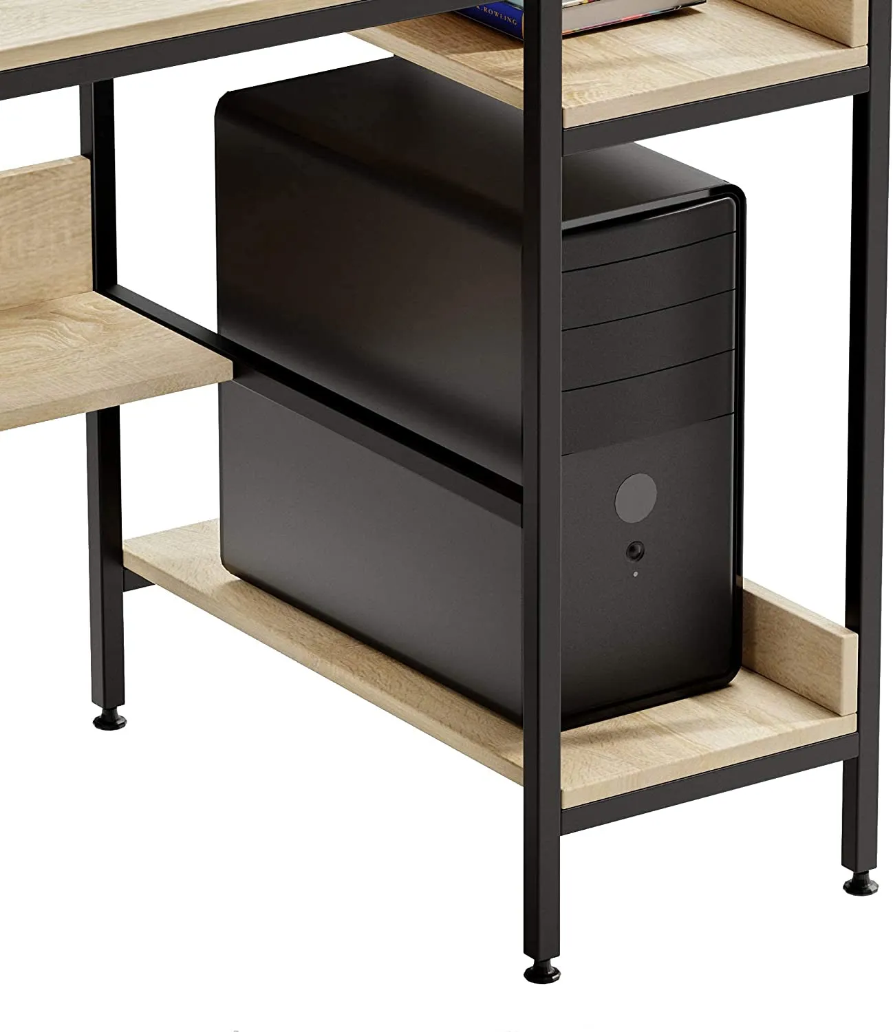 Bestier Computer Office Desk Workstation with Side Storage Shelves & Hook (Used)