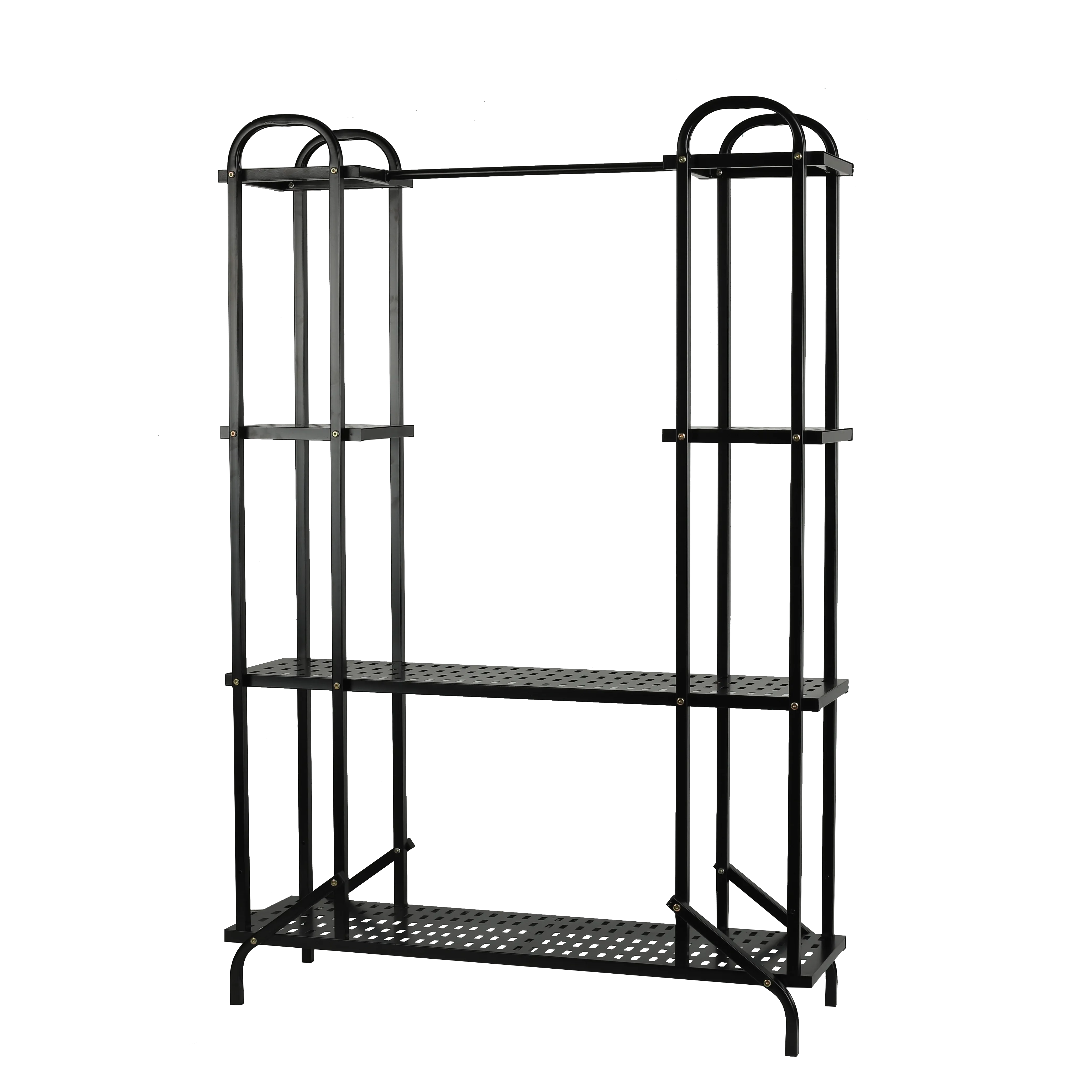 Black 4 Tier Vertical Metal Plant Stand Indoor with Wheels for Indoor Plants