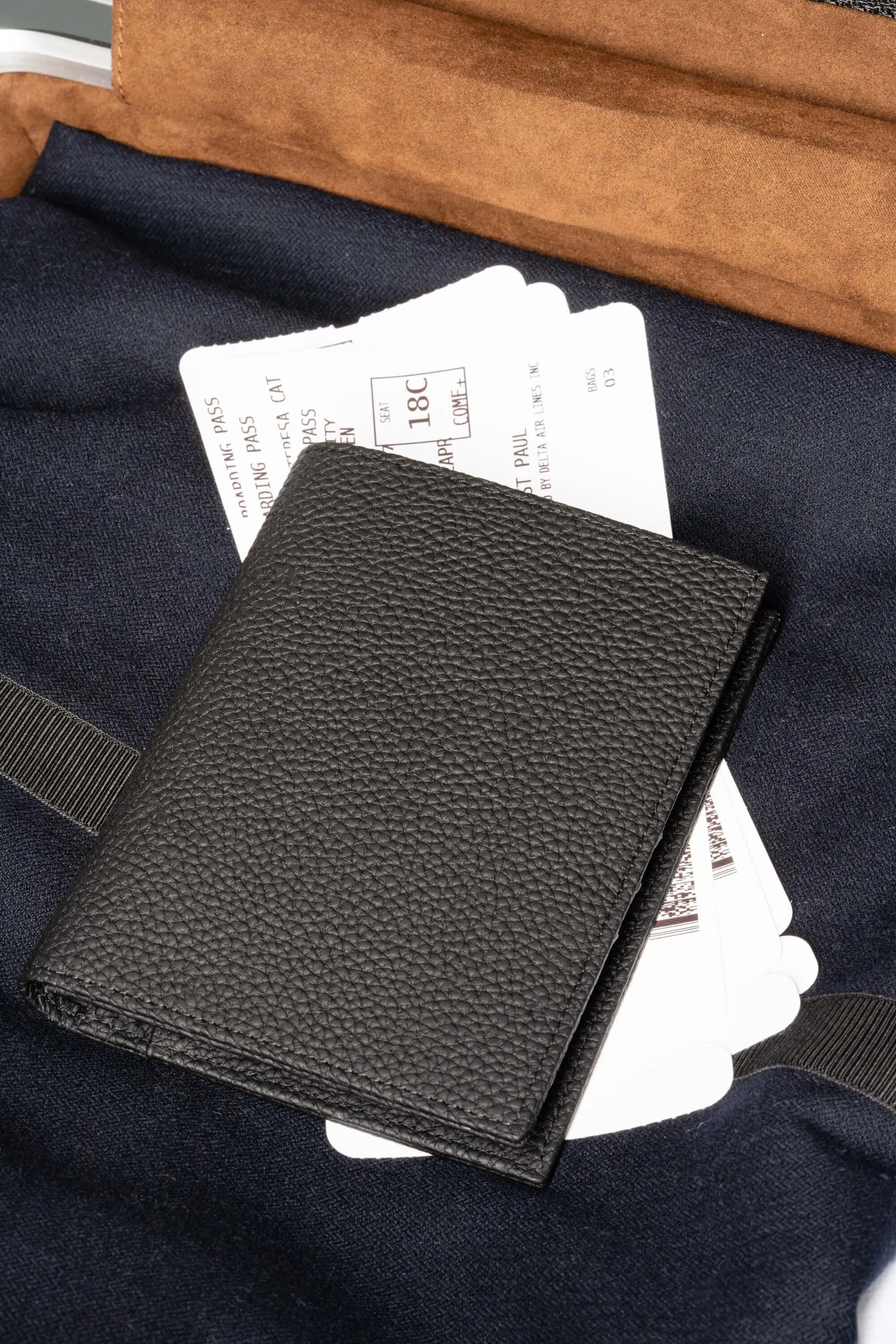 Black Full-Grain Togo Leather Passport Holder