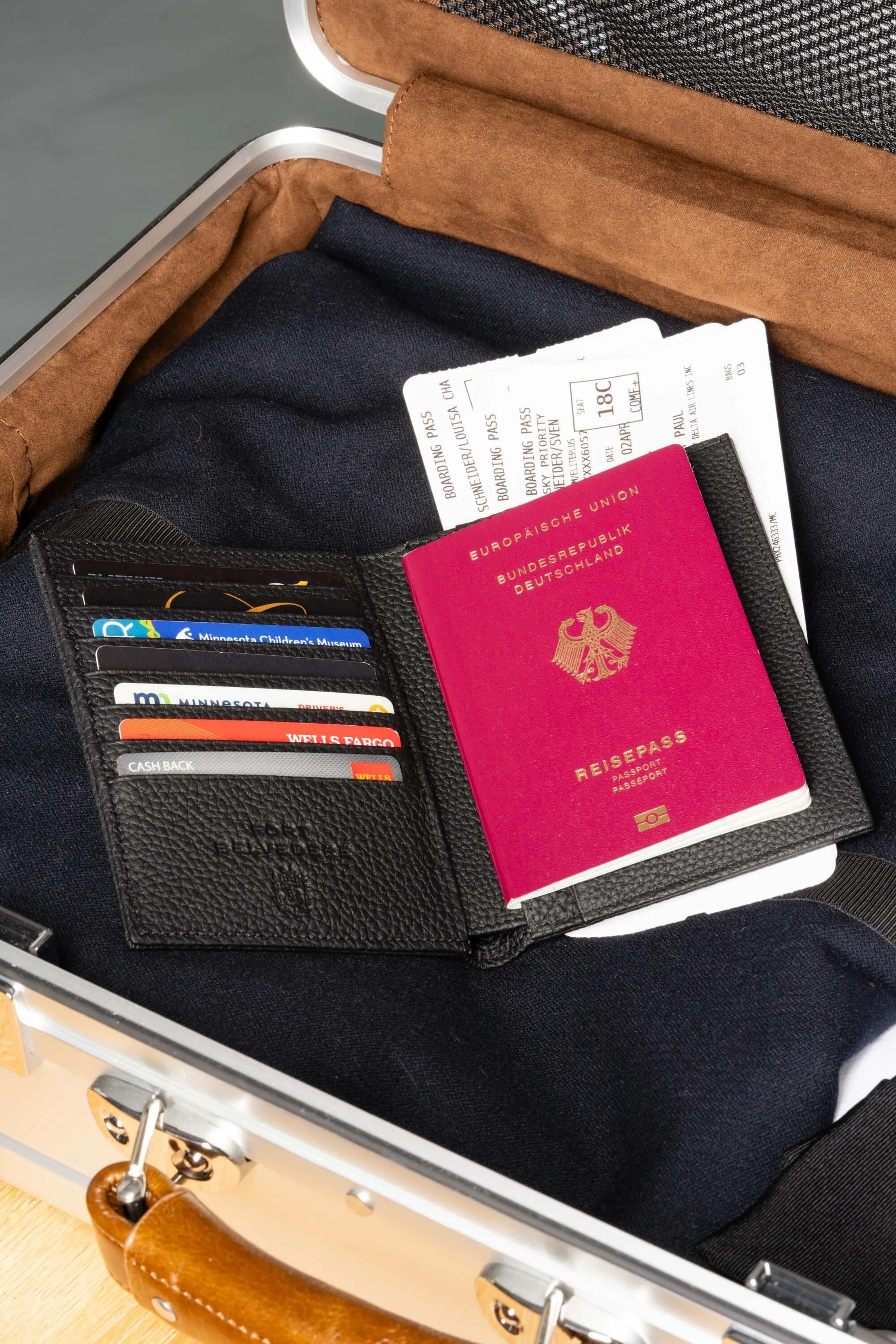 Black Full-Grain Togo Leather Passport Holder