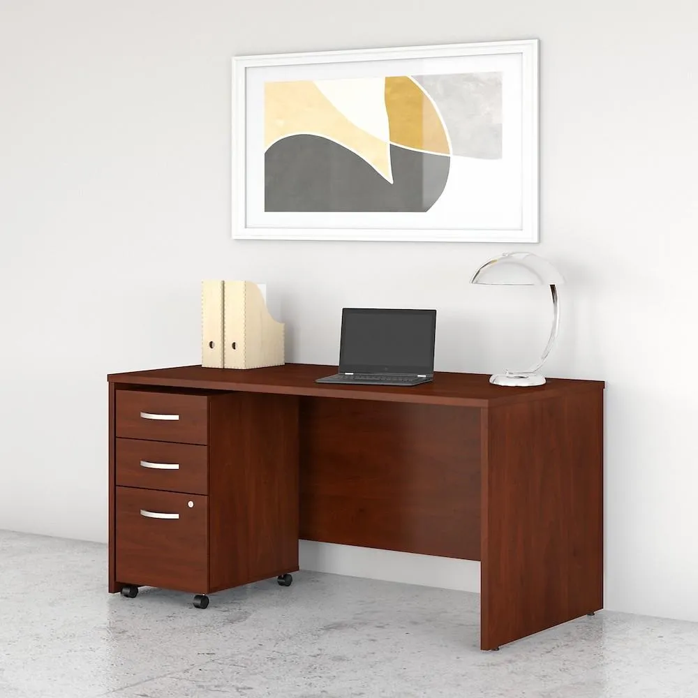 Bush Business Furniture 60W x 30D Desk with 3-Drawer Mobile Pedestal