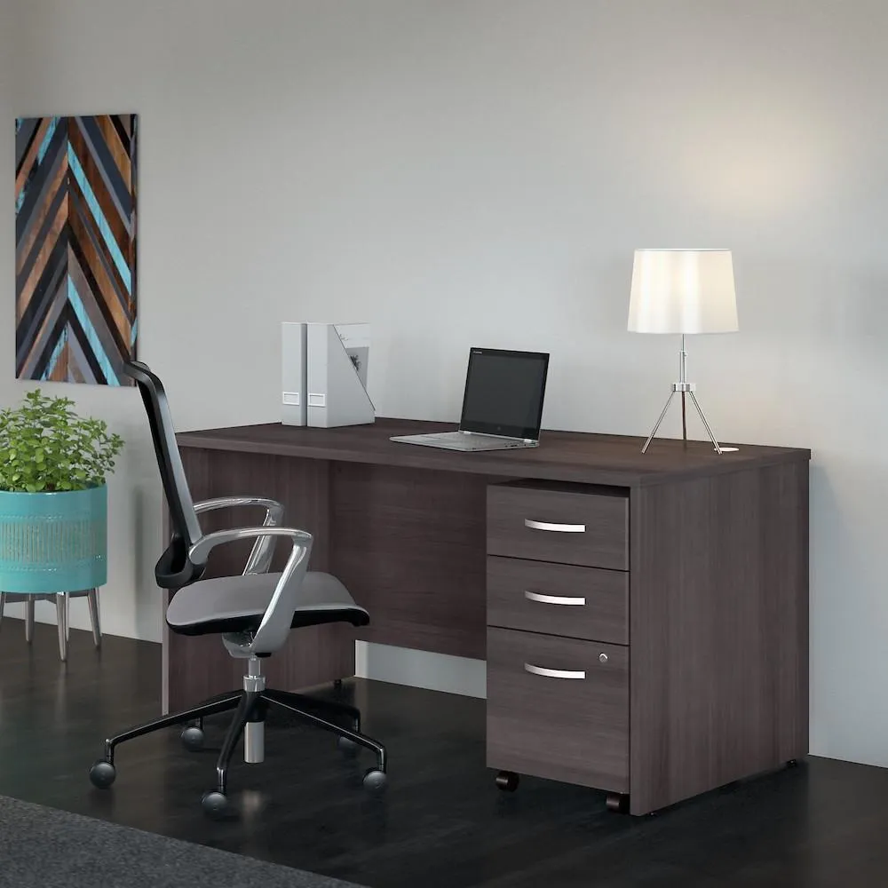 Bush Business Furniture 60W x 30D Desk with 3-Drawer Mobile Pedestal