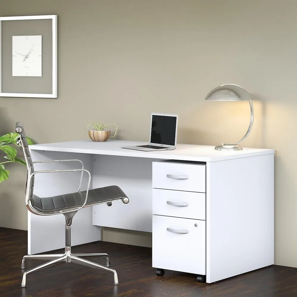 Bush Business Furniture 60W x 30D Desk with 3-Drawer Mobile Pedestal