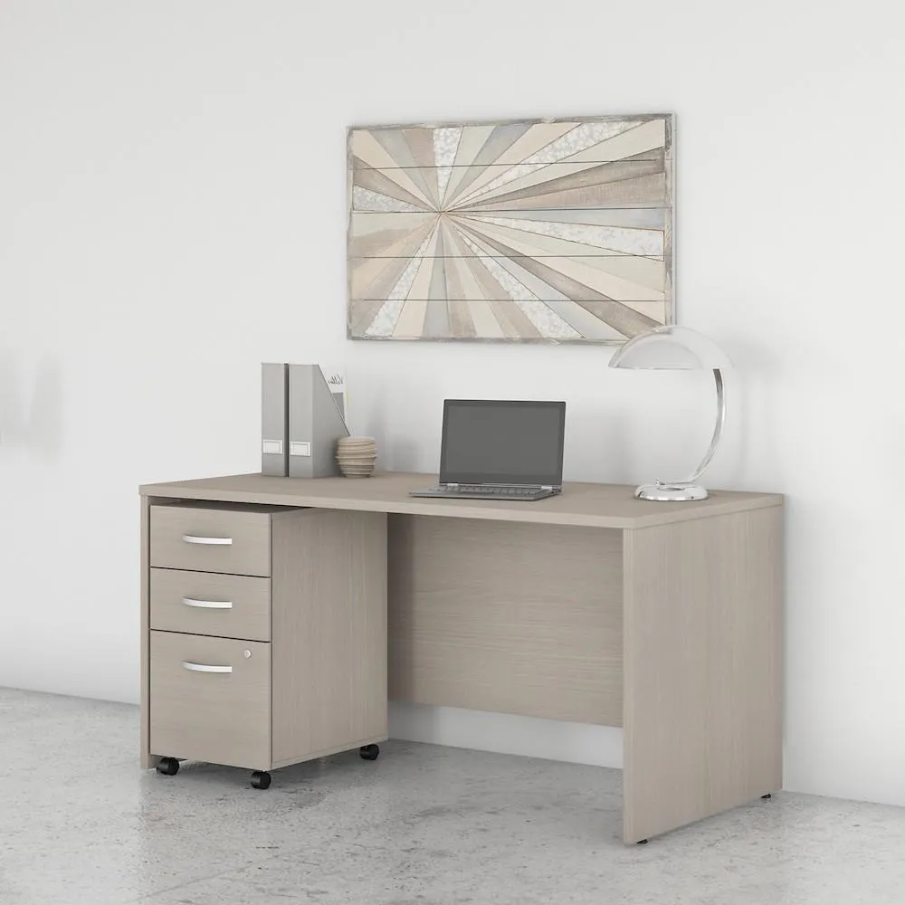 Bush Business Furniture 60W x 30D Desk with 3-Drawer Mobile Pedestal