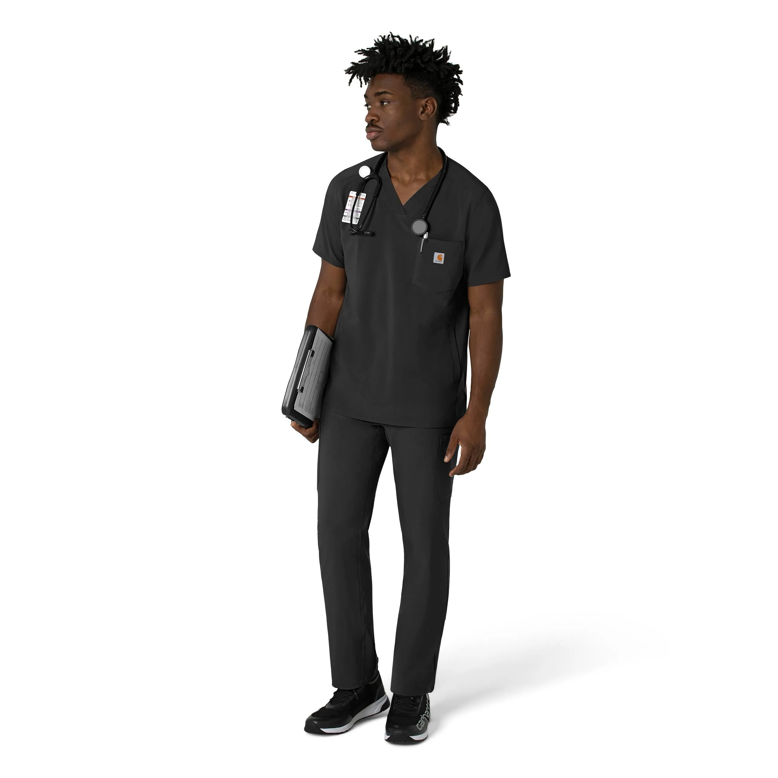 Carhartt Force Cross-Flex Men's V-Neck Scrub Top - Black