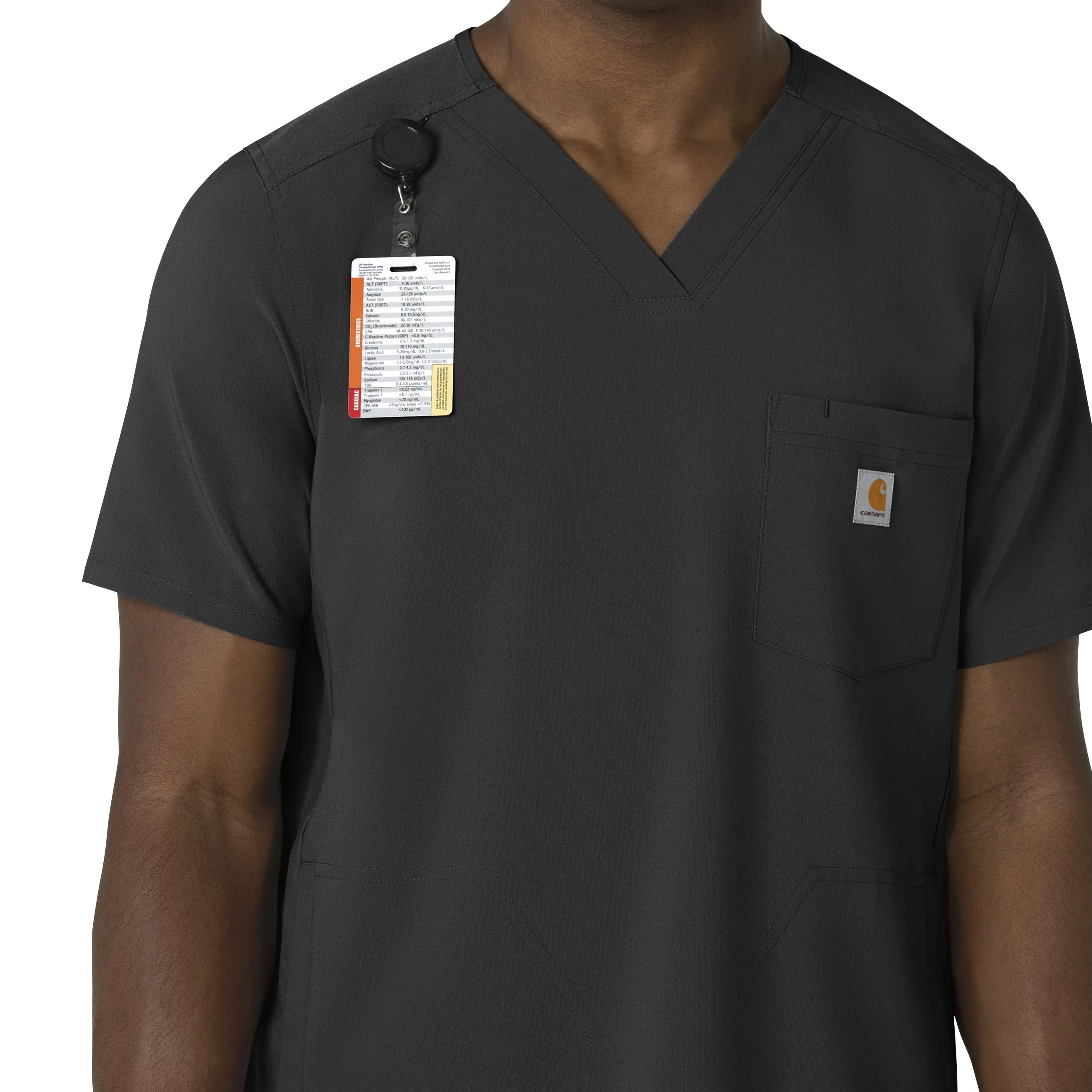 Carhartt Force Cross-Flex Men's V-Neck Scrub Top - Black