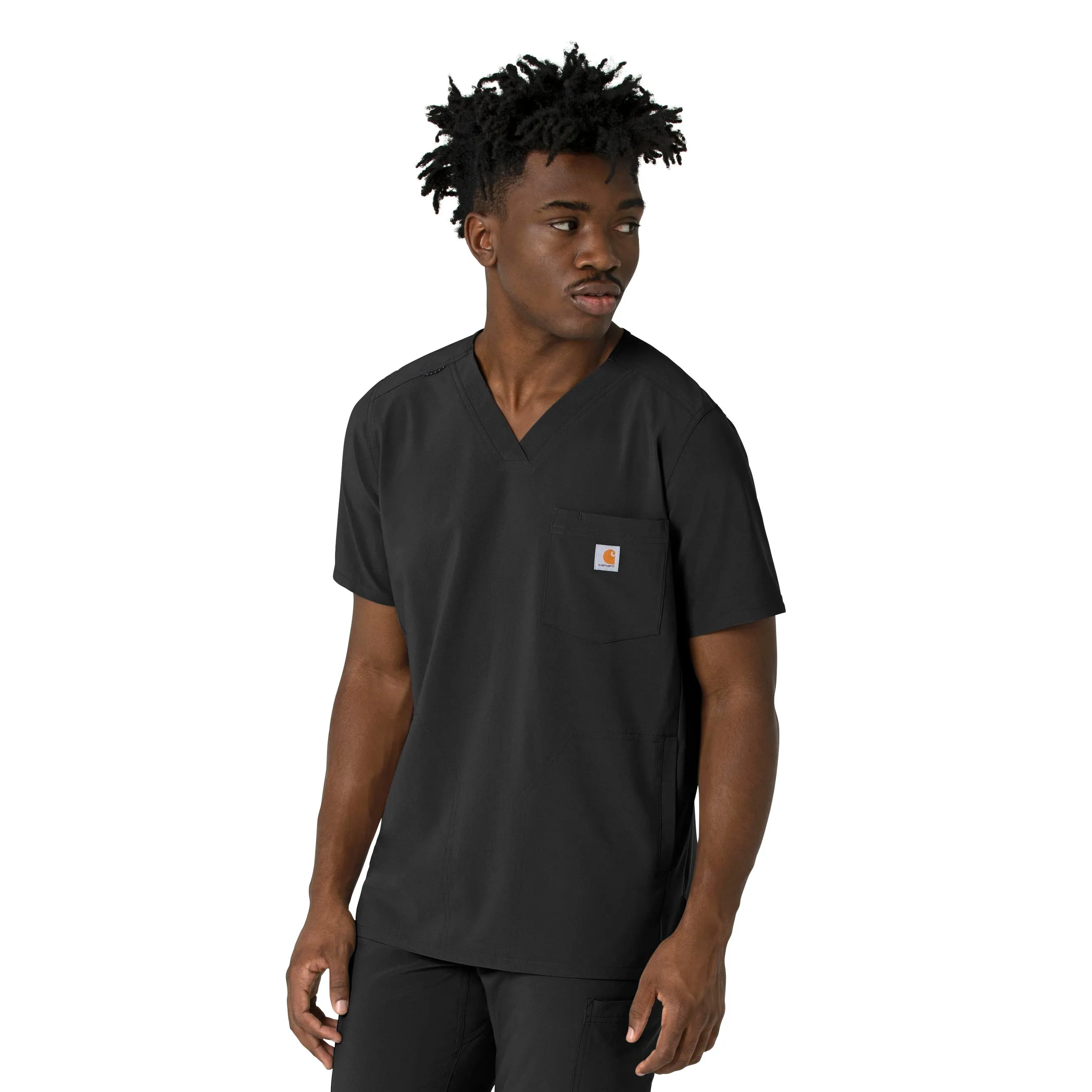 Carhartt Force Cross-Flex Men's V-Neck Scrub Top - Black