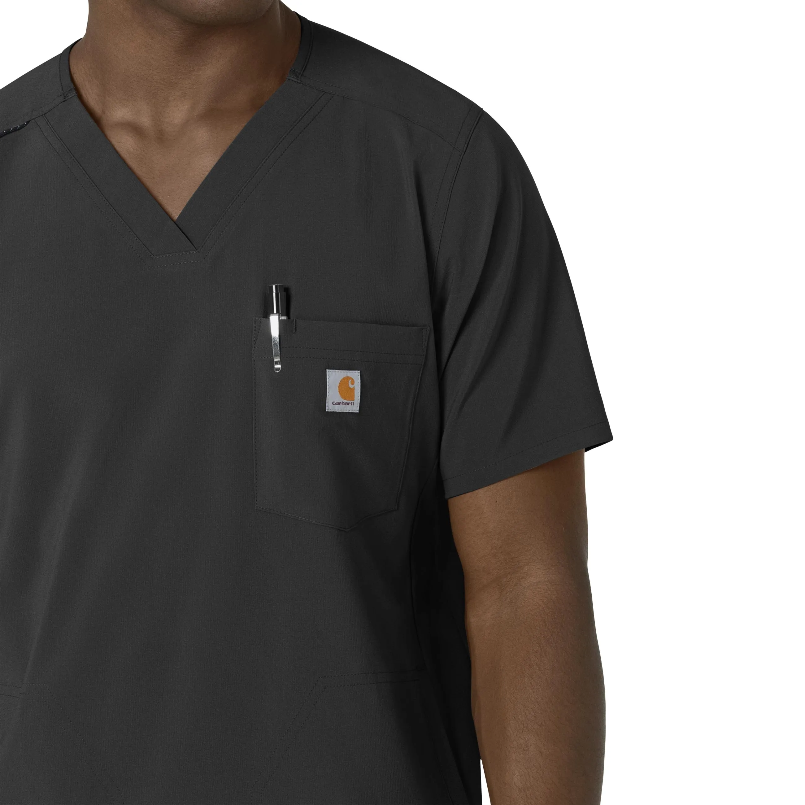 Carhartt Force Cross-Flex Men's V-Neck Scrub Top - Black