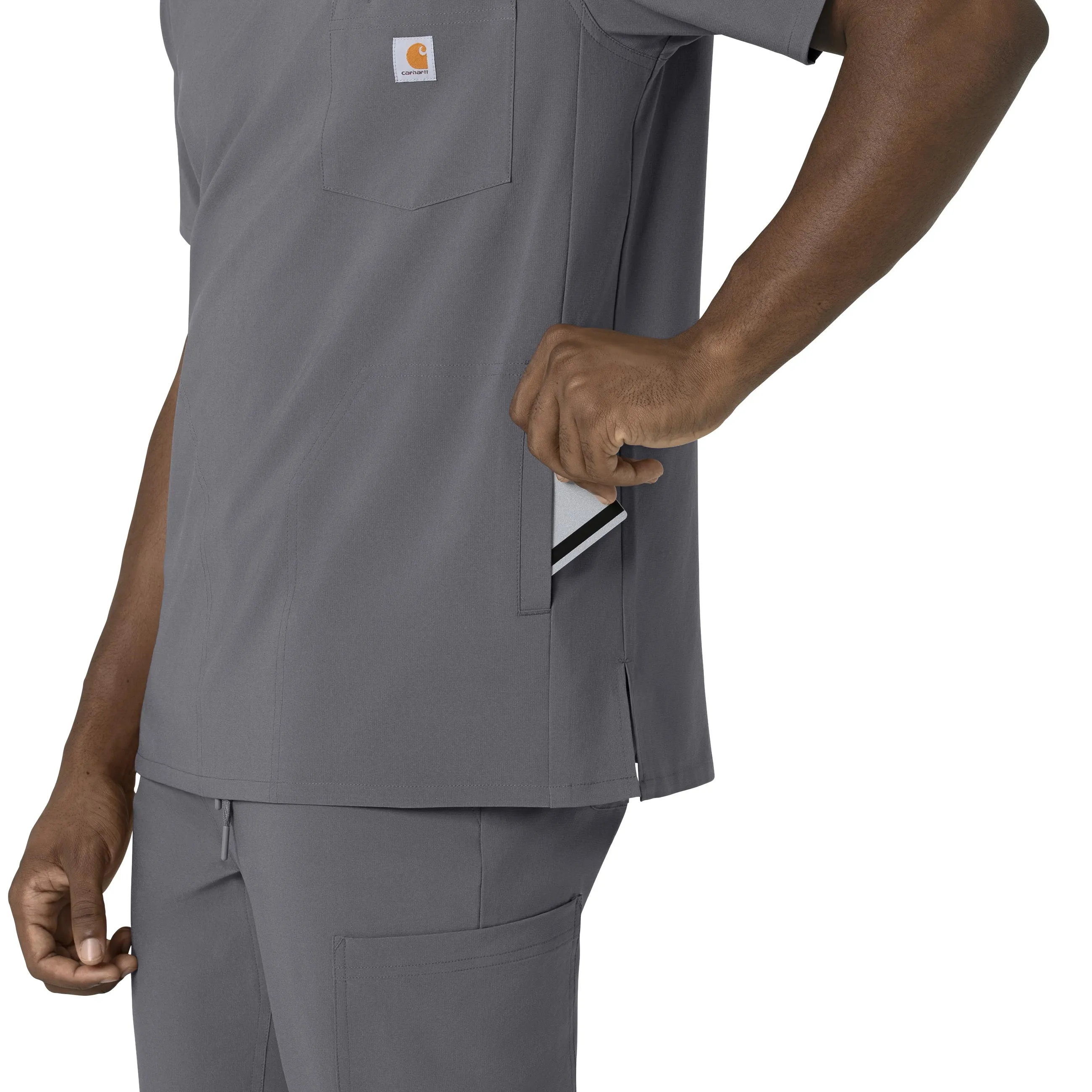 Carhartt Force Cross-Flex Men's V-Neck Scrub Top - Pewter