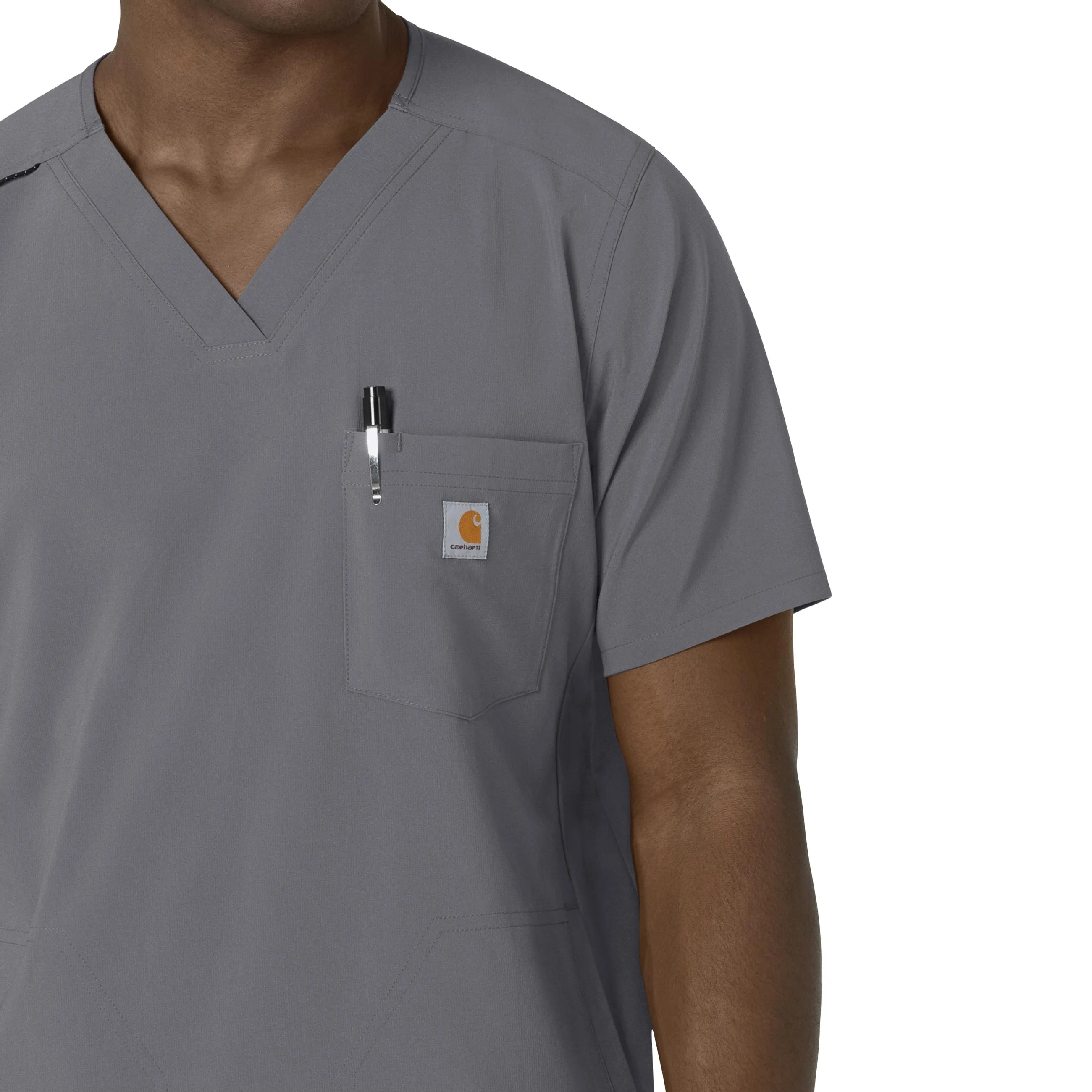 Carhartt Force Cross-Flex Men's V-Neck Scrub Top - Pewter